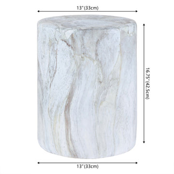 Troy 16" Modern Minimalist Faux Marble Column Indoor/Outdoor Accent Table - JONATHAN Y